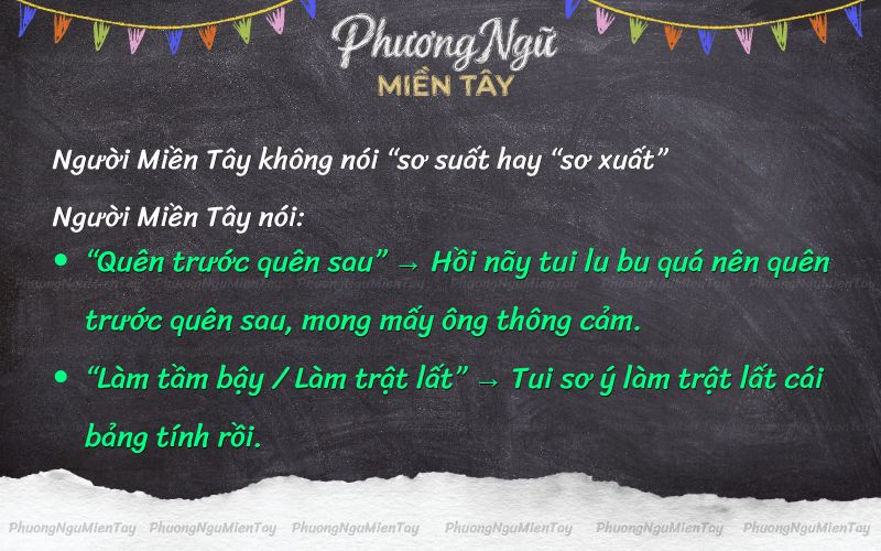 Các từ thay thế cho sơ xuất được miền Tây sử dụng