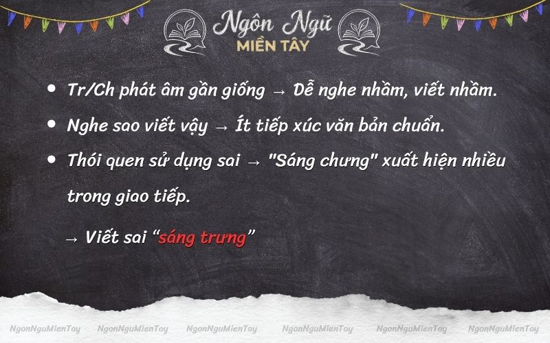 Lý do dễ viết sai từ "sáng trưng" thành "sáng chưng"