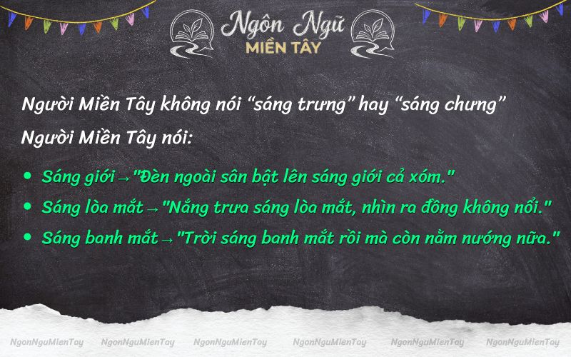 Cách dân miền Tây sử dụng từ thay thế cho "sáng trưng"